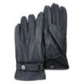 Lederhandschuhe PEARLWOOD "Planar" Gr. 10, schwarz (black) Damen Handschuhe Fingerhandschuhe Verstellbarer Lederriegel
