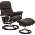 Relaxsessel STRESSLESS "Ruby", braun (chocolate paloma), B:78cm H:100cm T:76cm, Leder PALOMA: durchgefärbtes Semianilin-Möbelleder, Leder BATICK: durchgefärbtes und genarbtes Möbelleder, Sessel, mit Signature Base, Größe M, Gestell Eiche, Wenge, Braun & Schwarz