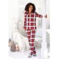 Schlafanzug LASCANA Gr. 32/34, weiß (schwarz, rot, weiß) Damen Homewear-Sets Pyjamas mit Karodruck