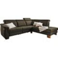 Ecksofa HOME AFFAIRE "Konstanz L-Form", grün (oliv), B:280cm H:92cm T:232cm, Luxus-Microfaser Lederoptik: 100% Polyester, Leder u00bbDicklederu00ab: 100% Pigmentiertes Leder (zertifiziert mit dem Blauen Engel), Reibechtheit 4, Lichtechtheit 5;, Sofas, mit vollmotorischer Relaxfunktion; incl. Kopfteilverstellung