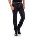 Bequeme Jeans CIPO & BAXX Gr. 28, Länge 32, schwarz Herren Jeans im glänzenden Matt-Look in Straight Fit
