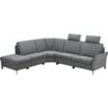 Ecksofa HIMOLLA "1920" Sofas Gr. B/H/T: 278 cm x 117 cm x 250 cm, Flachgewebe Chenille Q2 Melange 24, Rela x element rechts, Sitz außen mit Rela x funktion-1 Kopfstütze, grau (q2 melange 24 delfin) Ecksofas ein oder zwei integrierte Relaxsitze, Ottomane rechts links