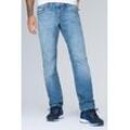 Comfort-fit-Jeans CAMP DAVID, Herren, Gr. 32, Länge 36, blau, Material: 98, 5% Baumwolle, 1, 5% Elasthan, Zusatz: Enthält nichttextile Teile tierischen Ursprungs (Badge), Abriebeffekte, Basic, comfort fit, Jeans, mit Kontrast-Steppungen