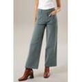 Cordhose ANISTON CASUAL Gr. 34, N-Gr, blau (petrol), Damen, Cord, Obermaterial: 98% Baumwolle, 2% Elasthan, unifarben, Strukturmuster, Hosen, in angesagter Hight-waist-Form, Topseller