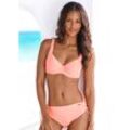 Bügel-Bikini LASCANA Gr. 36, Cup F, rot (lachs) Damen Bikini-Sets mit seitlich geraffter Bikinihose