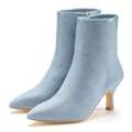 Stiefelette LASCANA, Damen, Gr. 36, blau (denimblau), Obermaterial: 100% Lederimitat. Futter: 100% Textilmaterial. Decksohle: 100% Lederimitat. Laufsohle: 100% Synthetik, unifarben, modisch, Schuhe, High-Heel Ankle Stiefel in Denim-Optik VEGAN