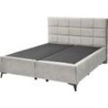 Boxspringbett ED EXCITING DESIGN "Navarra" Komplettbetten Gr. Microvelours ohne Matratze, ohne Topper, Liegefläche B/L: 180cm x 200cm, kein Härtegrad / ohne Matratze, weiß (silber) wahlweise mit Matratze