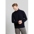 Rollkragenpullover BUGATTI Gr. XL, blau (marine), Herren, 80% Wolle, 20% Polyamid, unifarben, Pullover, mit 3-D-Rautenmuster