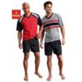 Shorty LE JOGGER Gr. 44/46 (S), schwarz (rot-schwarz, grau-schwarz) Herren Homewear-Sets mit kontrastfarbigen Einsätzen