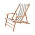 Jan Kurtz - Maxx Deckchair Teakholz, Bezug Designers Guild Streifen hellgrau