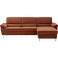 Ecksofa CALIZZA INTERIORS "Onyx L-Form", orange (terra), B:270cm H:90cm T:158cm, 60% Recycling-Polyester, 40% Polyester, Sofas, Recamiere links oder rechts, wahlweise mit Bettfunktion, Breite 270 cm