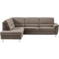 Ecksofa CALIZZA INTERIORS "Onyx L-Form", braun (cappuccino), B:257cm H:90cm T:196cm, 60% Recycling-Polyester, 40% Polyester, Sofas, Ottomane links oder rechts, wahlweise mit Bettfunktion, Breite 257 cm