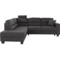 Ecksofa TRENDMANUFAKTUR "Chamber, L-Form", schwarz (obsidian), B:245cm H:85cm T:203cm, Sofas, inklusive einer Kopfstütze, wahlweise mit Schlaffunktion