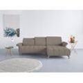 Ecksofa INOSIGN "Fresh L-Form", braun (latte), B:281cm H:79cm T:185cm, 100% Polyester, Sofas, Federkern, wahlweise Kopfteilverstellung und motorischer Vorziehsitz