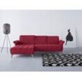 Ecksofa INOSIGN "Fresh L-Form", rot (bordeaux), B:281cm H:79cm T:185cm, 100% Polyester, Sofas, Federkern, wahlweise Kopfteilverstellung und motorischer Vorziehsitz