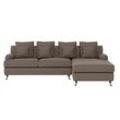 Ecksofa "NORIN L-Form", grau (taupe), B:296cm H:92cm T:180cm, 100% Polyester, GUIDO MARIA KRETSCHMER HOME & LIVING, Sofas, zwei Fußarten: vorne - Rollen, hinten - Holzfüße