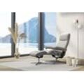 Relaxsessel STRESSLESS "View", grau (light grau jasmine), B:91cm H:110cm T:85cm, Struktur fein JASMINE (90% Polyester, 10% Baumwolle), Sessel, mit Hocker, mit Cross Base, Größe S, M & L, Holzakzent Schwarz