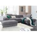 Polstergarnitur COTTA "Chef", grau (stone), B:262cm, Chenille (90% Polyester, 10% Polyamid), Struktur (100% Polyester), Sitzmöbel-Sets, bestehend aus Ecksofa und Hocker, mit Kopfteilverstellung