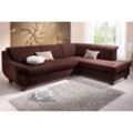 Ecksofa HOME AFFAIRE "Yesterday L-Form", braun, B:254cm H:80cm T:186cm, Struktur (100% Polyester), Primabelle-Microfaser (100% Polyester), Antikleder-Optik Melrose (100% Polyester), Sofas, wahlweise mit Bettfunktion, auch in Cord