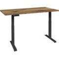 Schreibtisch MÄUSBACHER "Big System Office", schwarz (schwarz matt, plankeneiche, schwarz matt, plankeneiche), B:140cm, Tische, Breite 140 cm, elektrisch höhenverstellbar