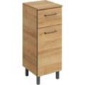 Unterschrank SAPHIR "Quickset 919 Badschrank mit 1 Tür, 1 Schublade, 30 cm breit", braun (riviera eiche quer nachbildung), B:30cm H:81cm T:33cm, Spanplatte, Schränke, Bad-Unterschrank, Badezimmermöbel, Riviera Eiche quer Nachbildung, Griffe in Grau