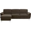 Ecksofa CALIZZA INTERIORS "Onyx L-Form", braun (mocca), B:270cm H:90cm T:158cm, 60% Recycling-Polyester, 40% Polyester, Sofas, Recamiere links oder rechts, wahlweise mit Bettfunktion, Breite 270 cm