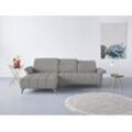 Ecksofa INOSIGN "Fresh L-Form", grau (hellgrau), B:281cm H:79cm T:185cm, 100% Polyester, Sofas, Federkern, wahlweise Kopfteilverstellung und motorischer Vorziehsitz