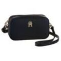 Mini Bag TOMMY HILFIGER "TH EMBLEM CAMERA BAG", Damen, Gr. B/H/T: 20,5cm x 12cm x 7cm, blau (dw6 space blau), Polyurethan, unifarben, Strukturmuster, Taschen, mit TH-Emblem vorne