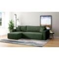 Ecksofa INOSIGN "Winton Cordsofa / Schlafsofa 253 cm", grün, B:253cm T:154cm, 100% Polyester, Sofas, Cord, Recamiere wechselbar, Schlaffunktion ( 130/208cm), Bettkasten