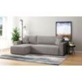 Ecksofa INOSIGN "Winton Cordsofa / Schlafsofa 253 cm", grau (hellgrau), B:253cm T:154cm, 100% Polyester, Sofas, Cord, Recamiere wechselbar, Schlaffunktion ( 130/208cm), Bettkasten