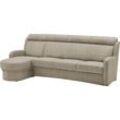 Ecksofa VILLA BECK "Varese L-Form", grün (14 stone), B:256cm H:99cm T:83cm, Flachgewebe 96, 6 Polyester, 3, 4% Polyamid, Microfaser 100% Polyester, Sofas, Kopfteilverstellung, wahlweise mit Sitzvorzug, in Sitzhöhe 46 cm