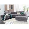 Polstergarnitur COTTA "Chef", grau (stone), B:262cm, Chenille (90% Polyester, 10% Polyamid), Struktur (100% Polyester), Sitzmöbel-Sets, bestehend aus Ecksofa und Hocker, mit Kopfteilverstellung