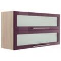 Glashängeschrank KOCHSTATION "KS-Samos", lila (aubergine hochglanz, eiche sonoma), B:110cm H:57cm T:34cm, Schränke, mit 2 Klappen