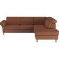 Ecksofa HOME AFFAIRE "Calypso L-Form", braun (haselnuss), B:259cm H:85cm T:227cm, 100% Polyester, Sofas, mit Relaxfunktion motorisch im Sofa 2,5- Sitzer