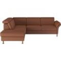 Ecksofa HOME AFFAIRE "Calypso L-Form", braun (haselnuss), B:259cm H:85cm T:227cm, 100% Polyester, Sofas, mit Relaxfunktion motorisch im Sofa 2,5- Sitzer