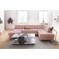 Wohnlandschaft SIT & MORE "Picasso U-Form", rosa (flamingo), B:294cm H:80cm T:196cm, Luxus-Microfaser ALTARA NUBUCK (100% Polyester) / Struktur fein (100% Polyester), Luxus-Microfaser ALTARA NUBUCK (100% Polyester), Luxus-Microfaser ALTARA NUBUCK (100% Polyester) / Struktur (100% Polypropylen), Sofas, wahlweise mit Bettfunktion und Bettkasten