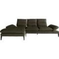 Ecksofa NICOLETTI HOME "Monnalisa" Sofas Gr. B/H/T: 287 cm x 97 cm x 167 cm, Microfaser, Recamiere links, grün (verde) Breite 287 cm, mit Sitztiefeverstellung und verstellbarer Armlehne