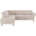 Ecksofa HOME AFFAIRE "Calypso L-Form", beige (linen), B:259cm H:85cm T:227cm, 100% Polyester, Sofas, mit Relaxfunktion motorisch im Sofa 2,5- Sitzer