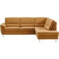 Ecksofa CALIZZA INTERIORS "Onyx L-Form", gelb (mais), B:257cm H:90cm T:196cm, 60% Recycling-Polyester, 40% Polyester, Sofas, Ottomane links oder rechts, wahlweise mit Bettfunktion, Breite 257 cm