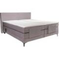 Boxspringbett ALINA "Powell", grau (grau dmo 59), Komplettbetten, Samt, Liegefläche B/L: 160cm x 200cm, Gewicht bis: 100 kg + 80 kg H2 + H3, 5-Zonen-Tonnentaschen-Federkernmatratze, Samt DMO (100% Polyester) Boxspringbett inkl. Motor, Matratze und Topper, in unterschiedlichen Ausführungen