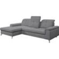 Ecksofa WERK2 "Meran L-Form" Sofas Gr. B/H/T: 270cm x 104cm x 170cm, Struktur weich, Recamiere links, Schlaffunktion, Bettkasten, verstellbare Kopfteile, Sitztiefenverstellung, grau Schlafsofa mit Sitztiefenverstellung & verstellbaren Kopfteilen