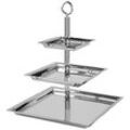 Etagere FINK "Nagano", silber (silberfarben), B:32cm H:49cm L:24cm, Edelstahl, Servierplatten, quadratisch