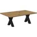 Couchtisch MÄUSBACHER, braun (asteiche, schwarzstahl), B:140cm H:47cm T:70cm, Tische, Couchtisch Eckige Couchtische Holz-Couchtische, X-Gestell