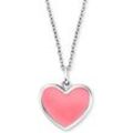 Kette mit Anhänger HERZENGEL "Schmuck Geschenk, Little Heart, Herz, HEN-HEART-06, HEN-HEART-13", bunt (silberfarben, rosa), Halsketten, Mädchen, Silber 925 (Sterlingsilber), L: 42cm B: 1,25mm, mit Emaille, B:1,25mm