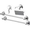 Badaccessoire-Set GSW "HOOKIE System 4-teilig" Badaccessoires-Sets Gr. verchromt glänzend, silberfarben (silber) Intelligenter Saughaken, roter Ring zeigt Saugkraftverlust