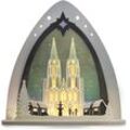 LED Lichterbogen WEIGLA "Kölner Dom, Weihnachtsdeko" Schwibbögen Gr. B/H/T: 52 cm x 53,5 cm x 9 cm, bunt (weiß, grau, blau, gelb, bunt) Lichterspitze