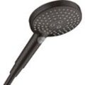 Handbrause HANSGROHE "Raindance Select S", schwarz (mattschwarz), B:12,8cm H:19,4cm T:15,3cm, Duschköpfe, 12cm, 3 Strahlarten wassersparend 9 l/min