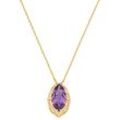 Kette mit Anhänger FIRETTI "Schmuck Geschenk Gold 375 Halsschmuck Halskette Goldkette Ankerkette", bunt (gelbgoldfarben, lila), Halsketten, Damen, Gelbgold 375, L: 45cm B: 0,9mm, mit Amethyst oder Blautopas, B:0,9mm