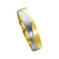 Trauring FIRETTI "Schmuck Geschenk Gold 375 Hochzeit Ehering Trauring "LIEBE" Welle" Gr. 17,5, gold (gelbgoldfarben, weißgoldfarben), Fingerringe, 17,5, ohne Brillanten, Gelbgold 585, 5mm, Made in Germany, wahlweise mit oder ohne Brillant