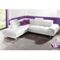 Ecksofa COTTA "Chef L-Form", weiß (altweiß), Sofas, B/H/T: 257cm x 72cm x 206cm, NaturLEDER, Ottomane links,mit Kopfteilverstellung-ohne Bettfunktion, Luxus-Microfaser (100% Polyester), Kunstleder Softlux, Leder Advantage (abgedecktes Spalt-Rindsleder), Rückseite mit schwarzem Spannstoff bezogen, NaturLEDER (echtes Rindsleder), Rückseite mit schwarzem Spannstoff bezogen, mit Kopfteilverstellung, w